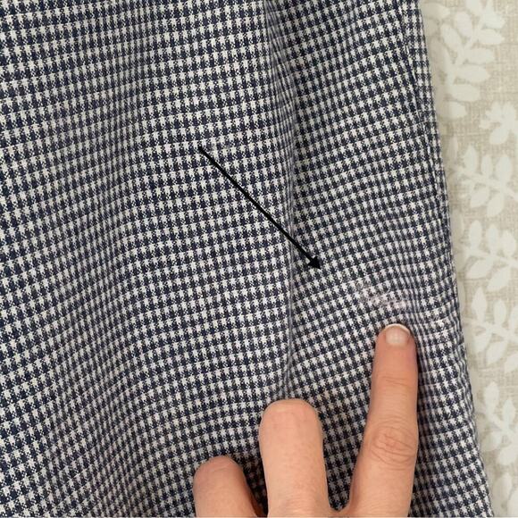 Milano Design Group Navy & White Check Linen Blend High Rise Tailored Shorts, 20 - Picture 13 of 13